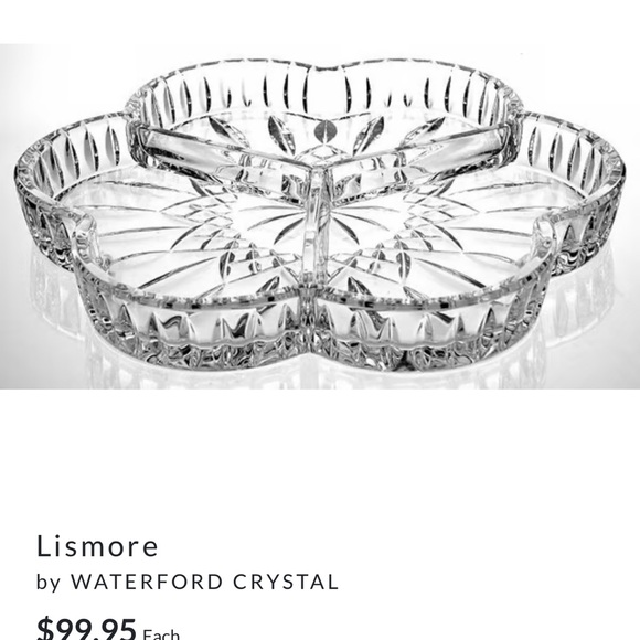 Waterford Lismore 3 Part Serving Dish; 9 1/4 in; Discontinued Piece - Picture 5 of 5